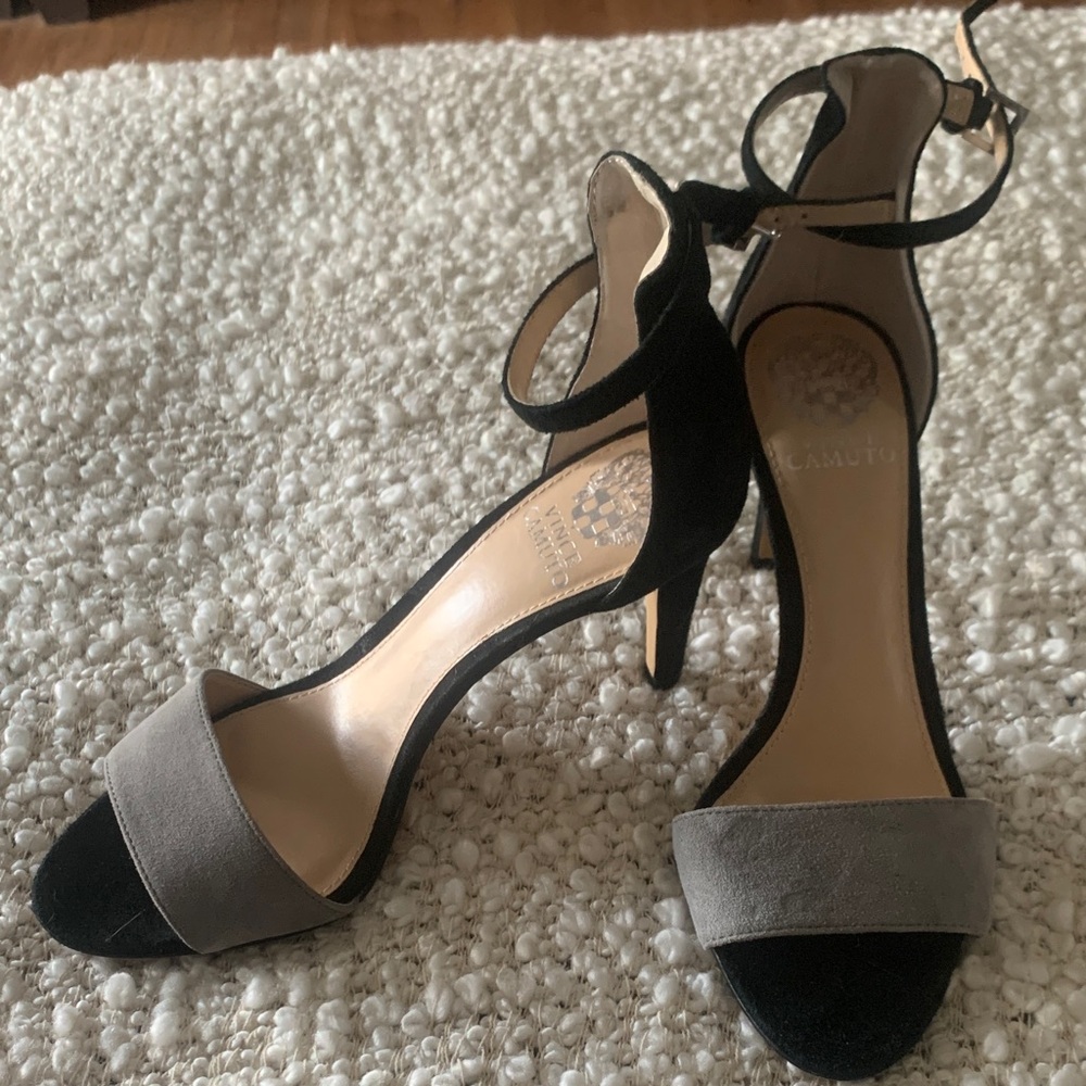 Vince Camuto Black and Gray Heels